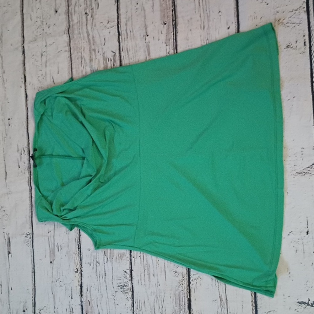 Slinky Brand Kelly Green Cowl Neck Tank Top Blouse L Made in USA